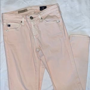Light pink AG skinny jeans